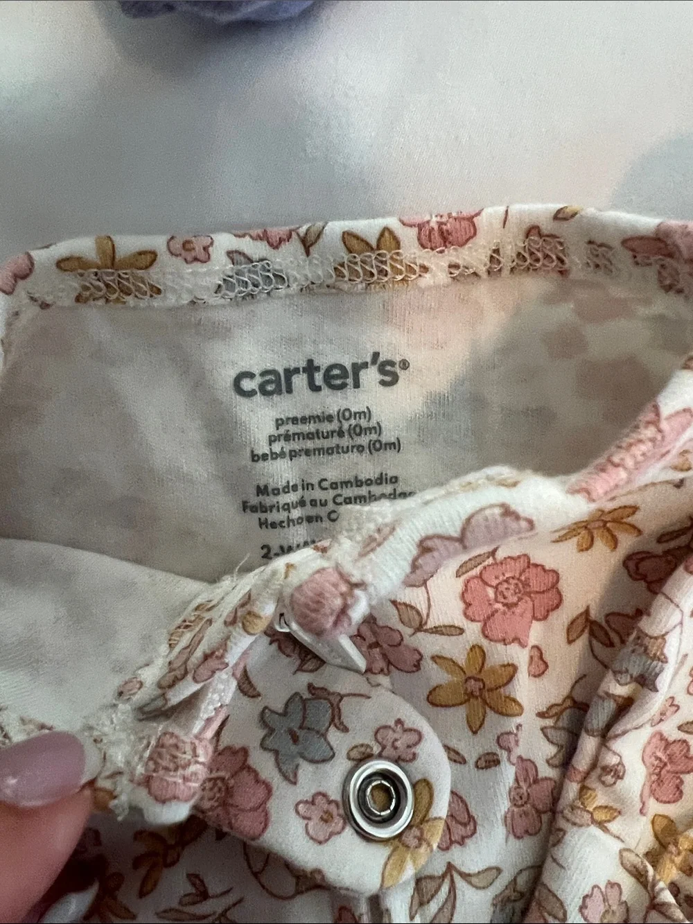 Carter's Purple, Cream & Floral Baby One-Piece Trio Preemie